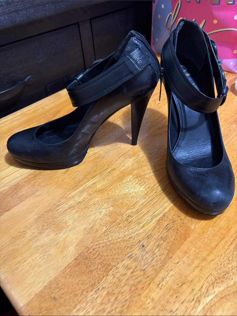 Cole Haan Black Ankle-Strap High Heel Pumps